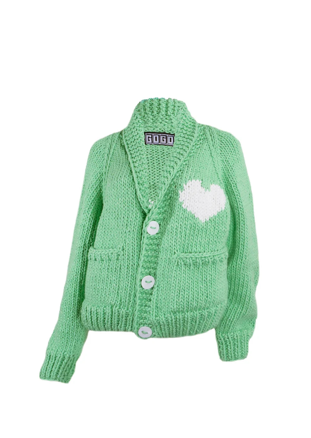 GOGO Long Cotton Heart Cardi - Mint