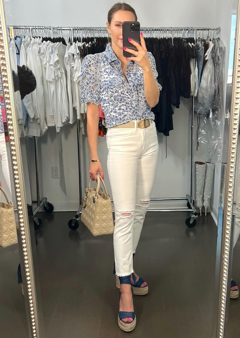 Generation Love Mina Lace Shirt Blue/White