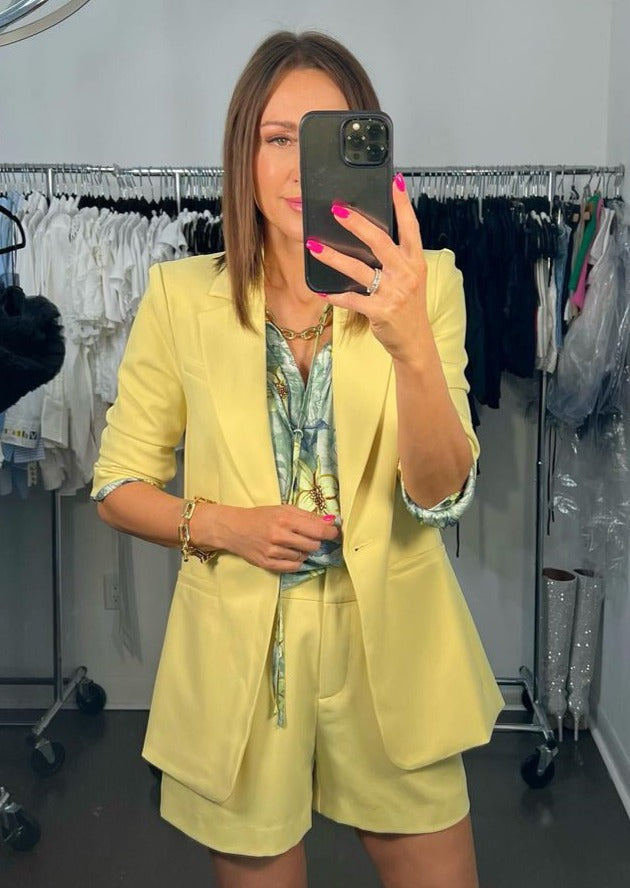 The Pink Door Floral Print Blouse - Yellow / Sage