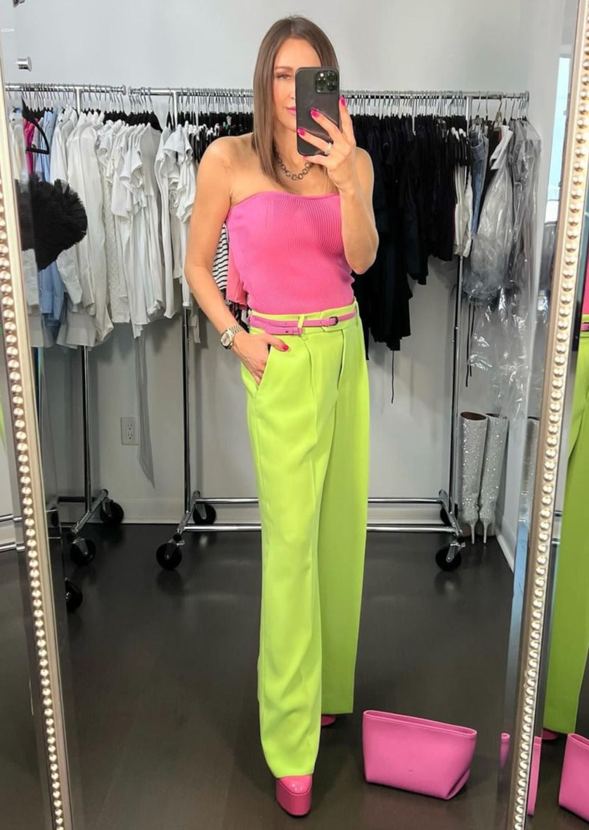 The Pink Door Strapless Knit Top - Pink