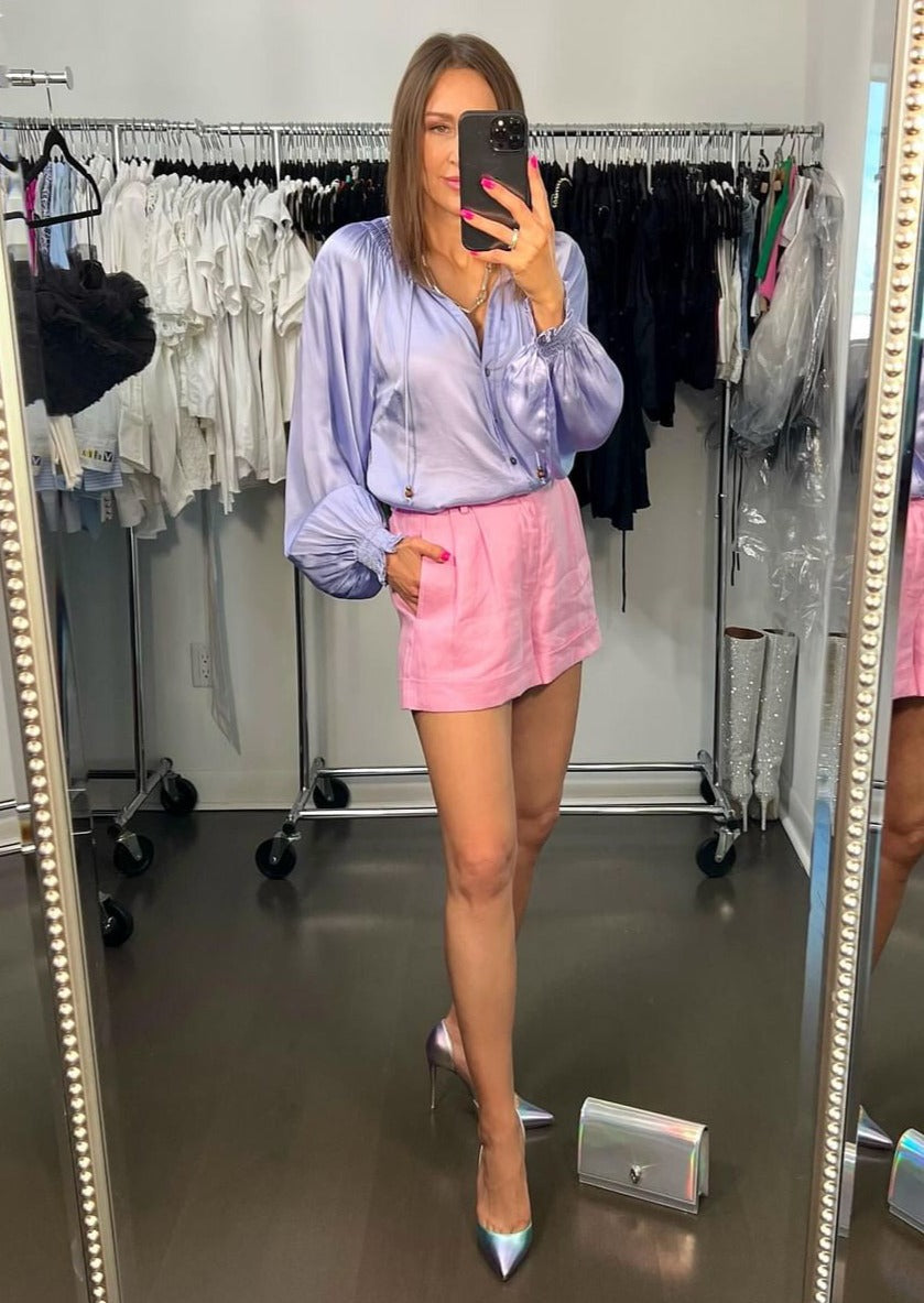 The Pink Door Silky Full Sleeve Blouse - Lilac