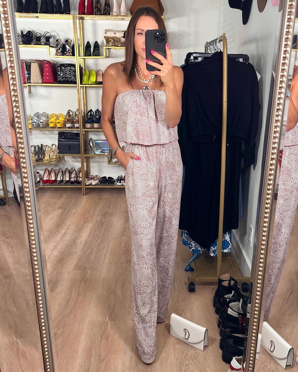 The Pink Door Tiny Dots Dusty Blush Jumpsuit