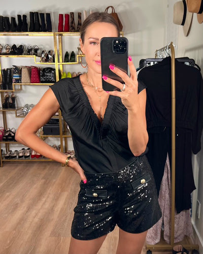 Generation Love Bridget Black Sequin Shorts