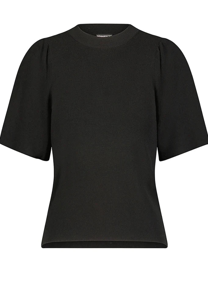 MINNIE ROSE Flared Sleeves Knit Top - Black
