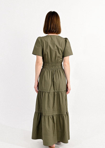 Molly Bracken S/S Long Tiered Dress - Olive
