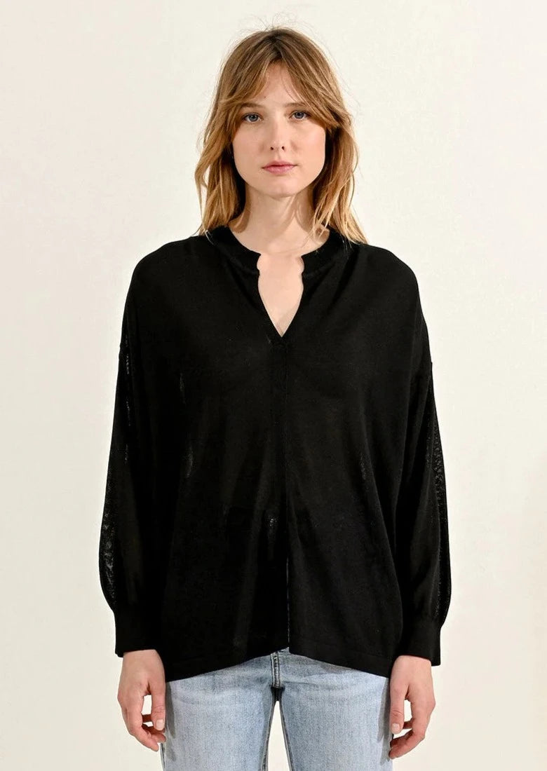 Molly Bracken Mesh Oversized Sweater - Black