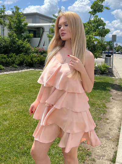 Molly Bracken Satin Layered Dress - Pink Rose