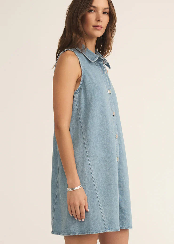 Z Supply New Light Twill Mini Dress Indigo