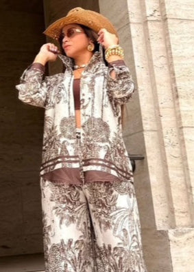 The Pink Door Silky Twelfth Print Shirt Brown