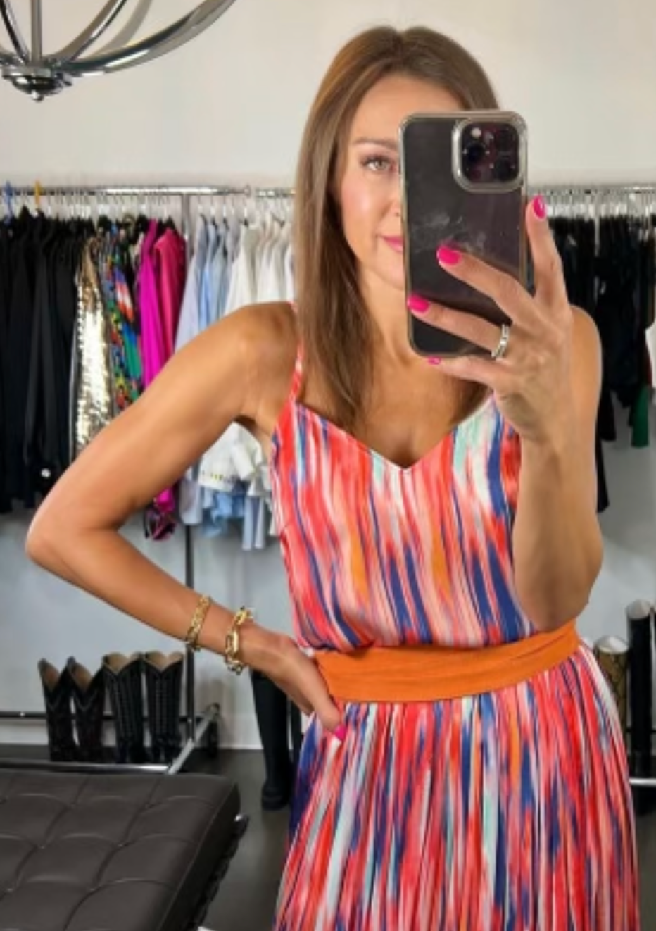 Molly Bracken Silky Print Cami - Pink Karen