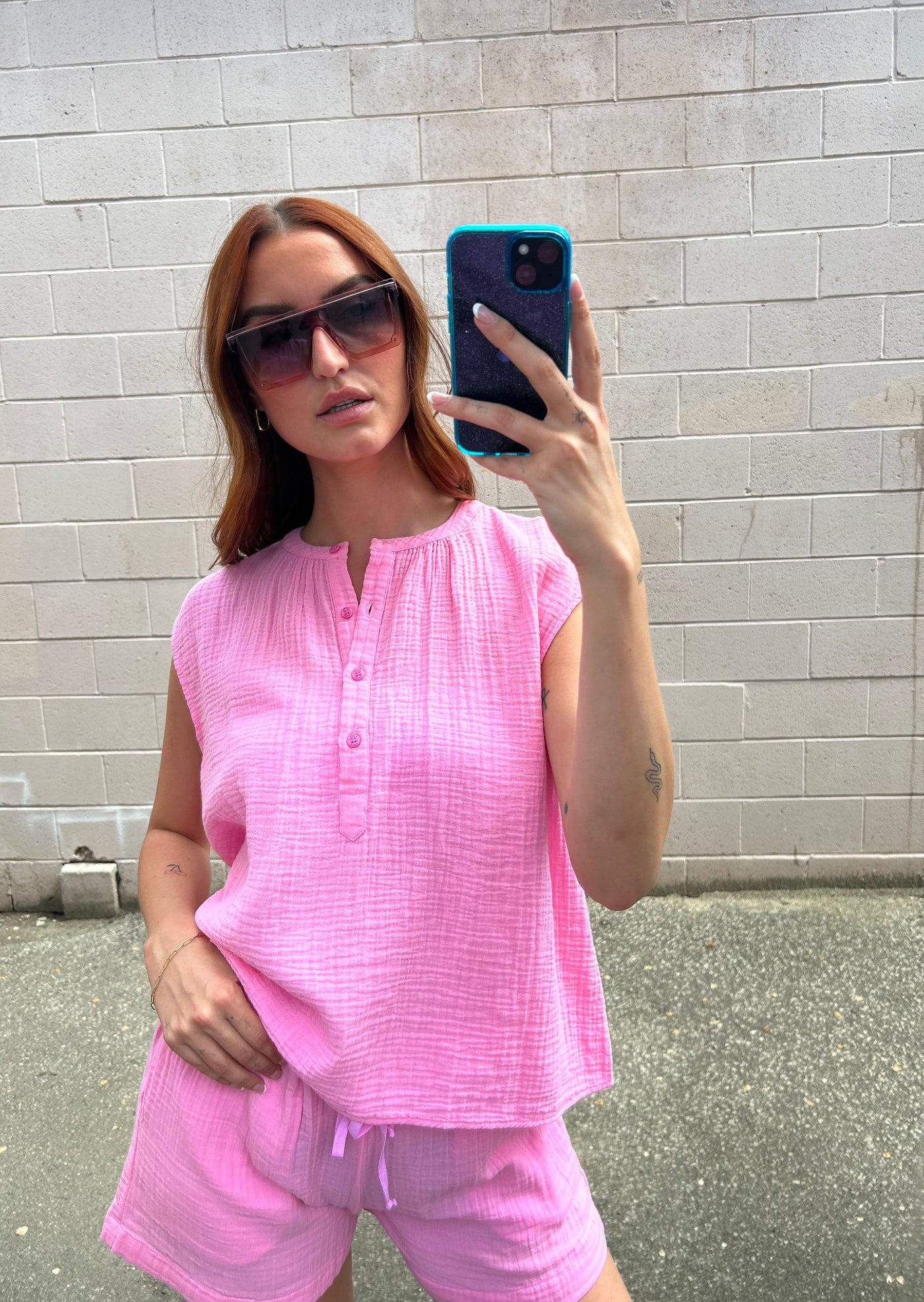Stark Cotton Gauze Mila Top - Pink