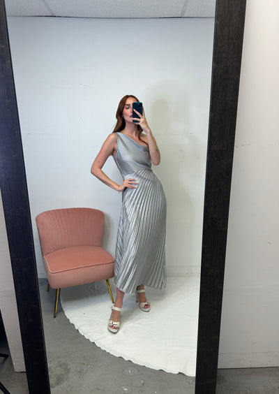 The Pink Door Pleated Asymmetrical Cut Out - Silver