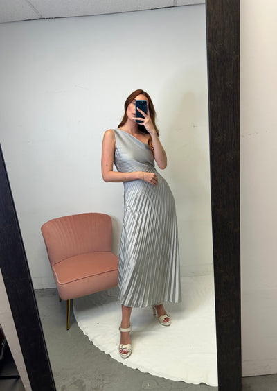 The Pink Door Pleated Asymmetrical Cut Out - Silver