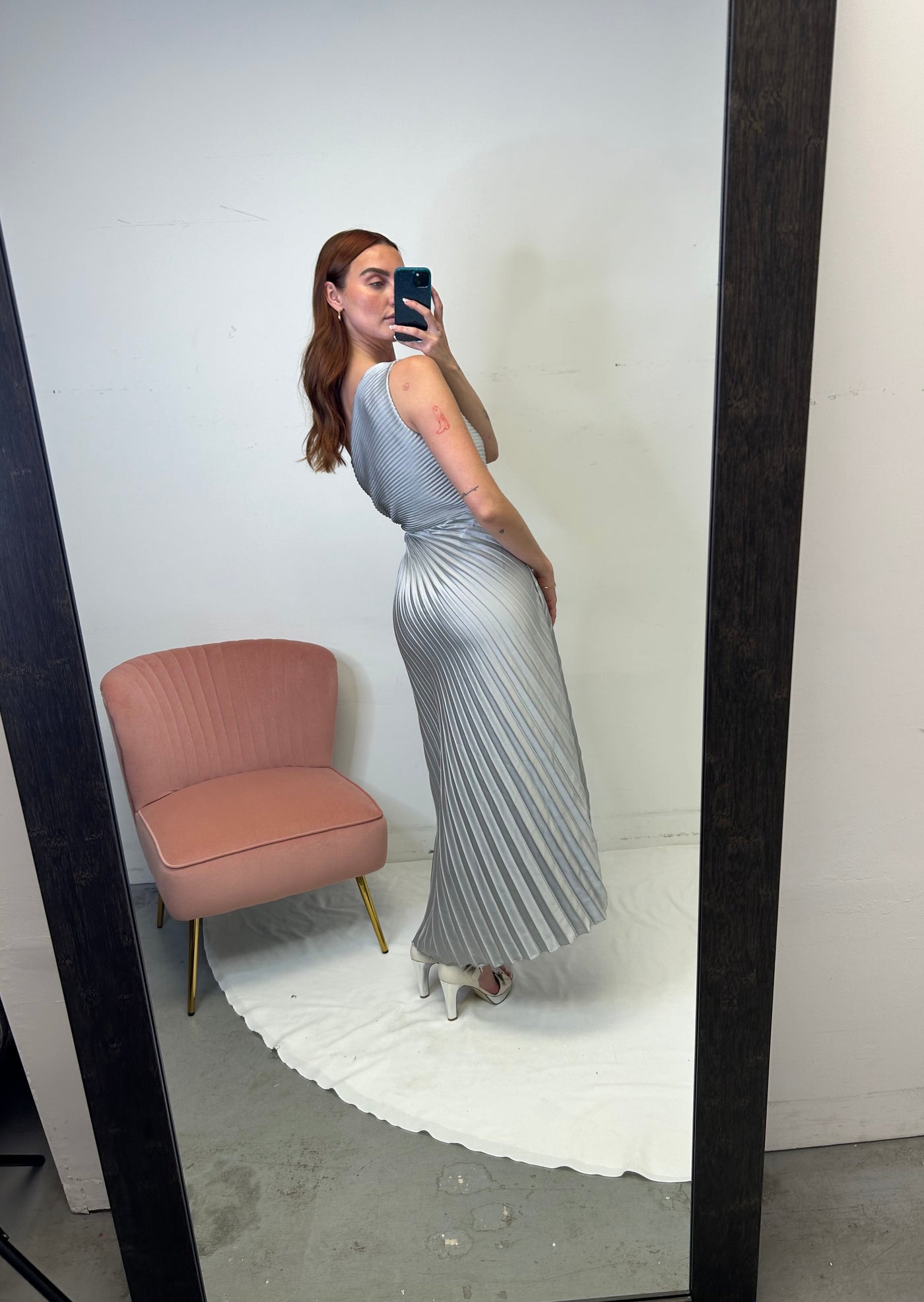 The Pink Door Pleated Asymmetrical Cut Out - Silver