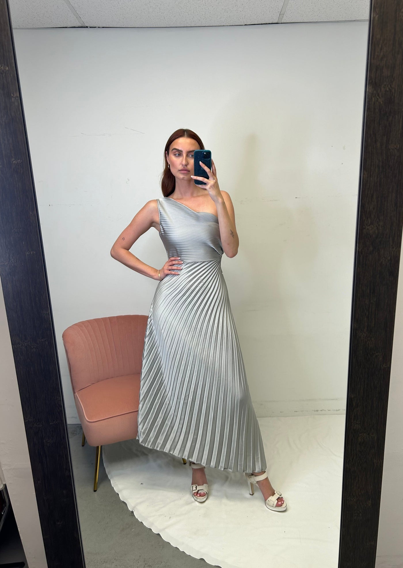 The Pink Door Pleated Asymmetrical Cut Out - Silver