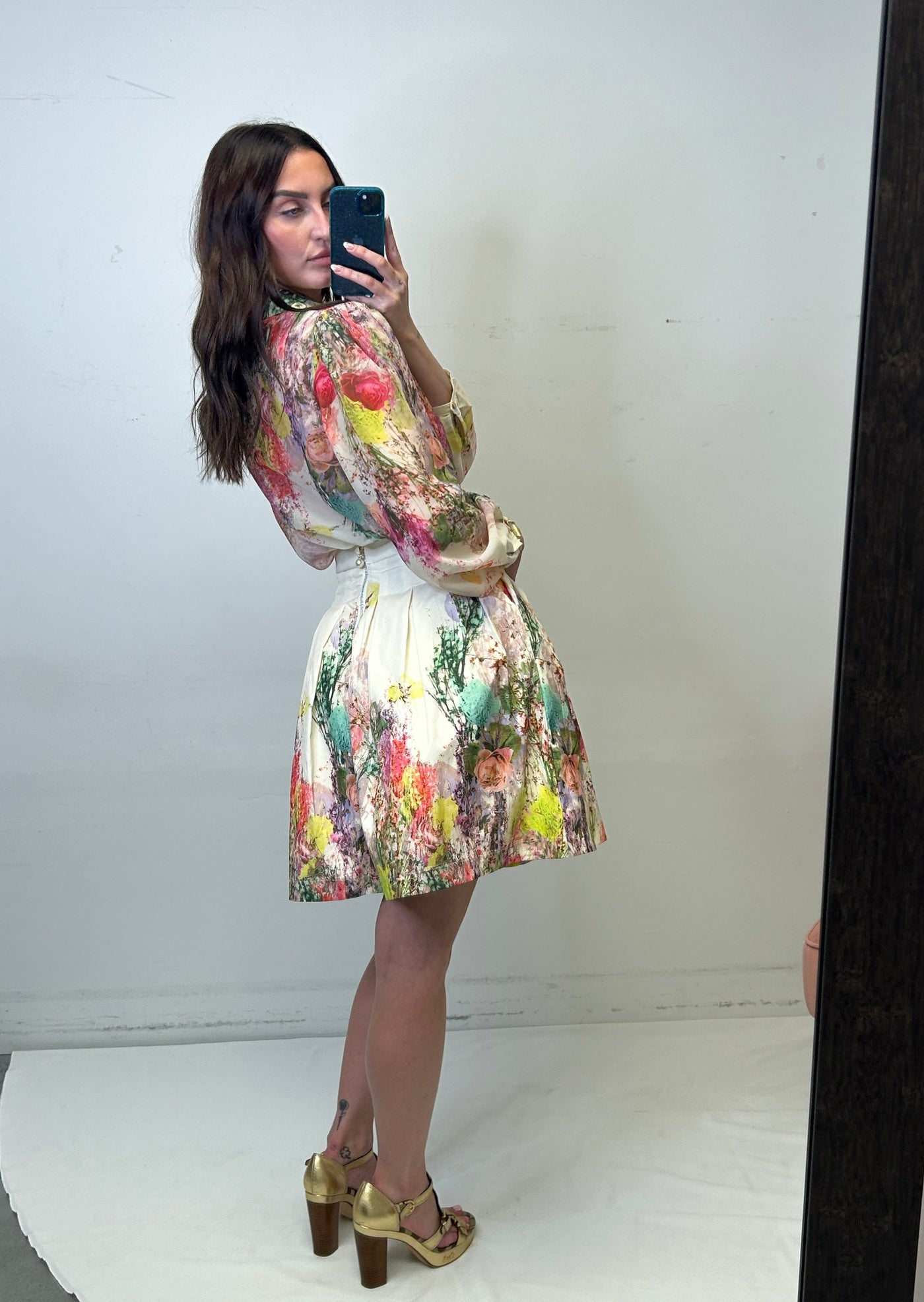 The Pink Door Floral Print Organza Blouse
