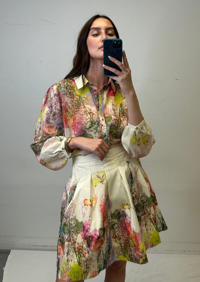 The Pink Door Floral Print Organza Blouse