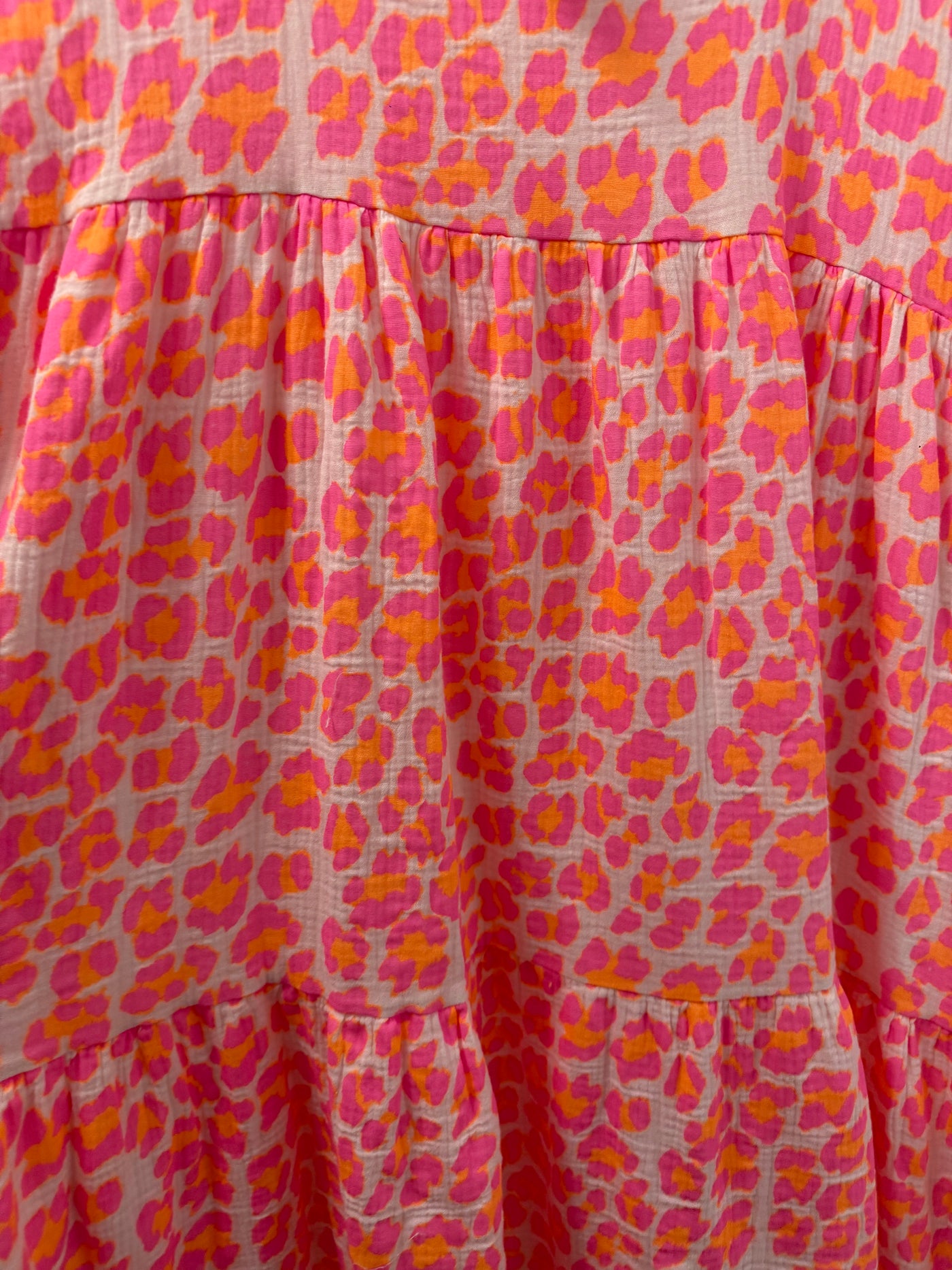 The Pink Door Cheetah Print Cotton Dress Neon Orange