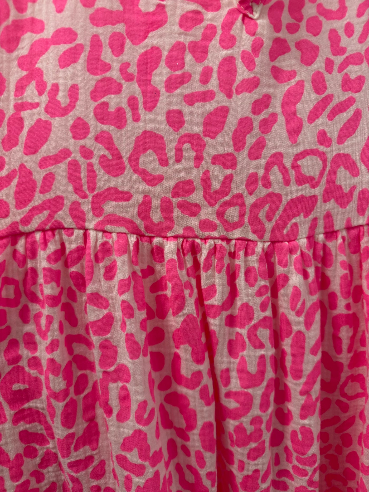 The Pink Door Cheetah Print Cotton Dress Neon Pink