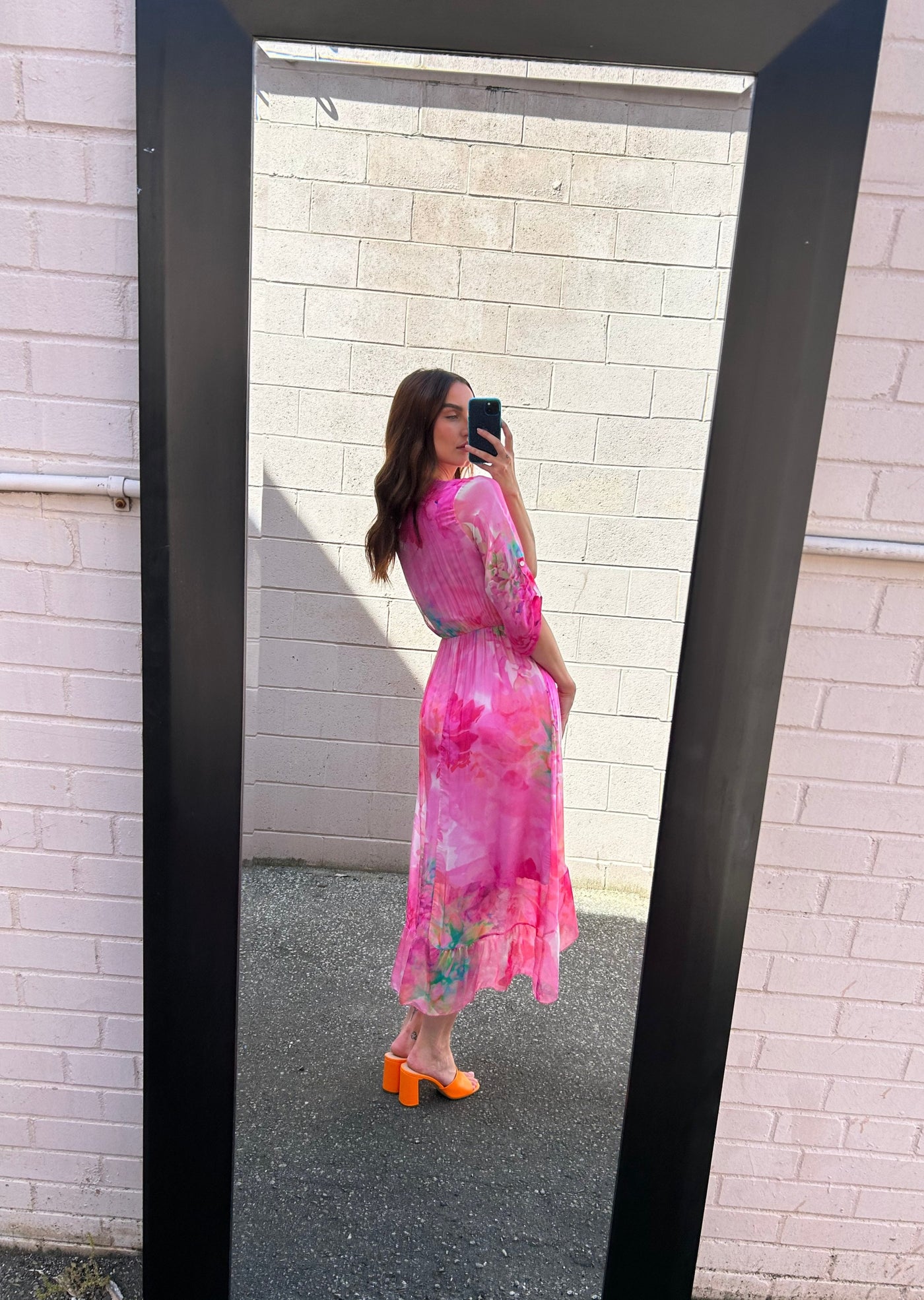 The Pink Door High Low Floral Crossover Dress -Pink