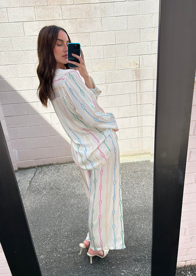 The Pink Door Silky Chain Print Shirt - Ivory