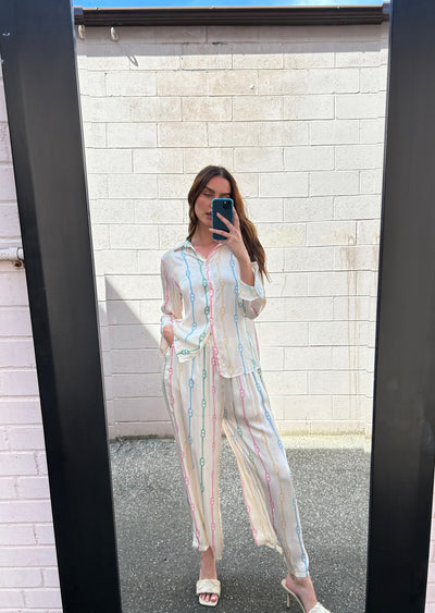 The Pink Door Silky Chain Print Shirt - Ivory