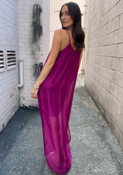 The Pink Door Silk Dress - Plum