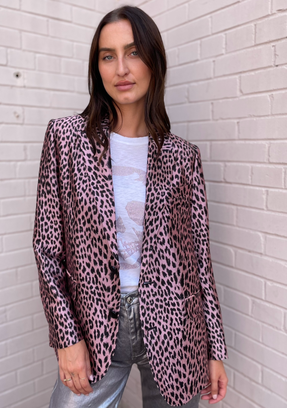 Zadig & Voltaire Vegy Leopard Jacquard Blazer - Rose