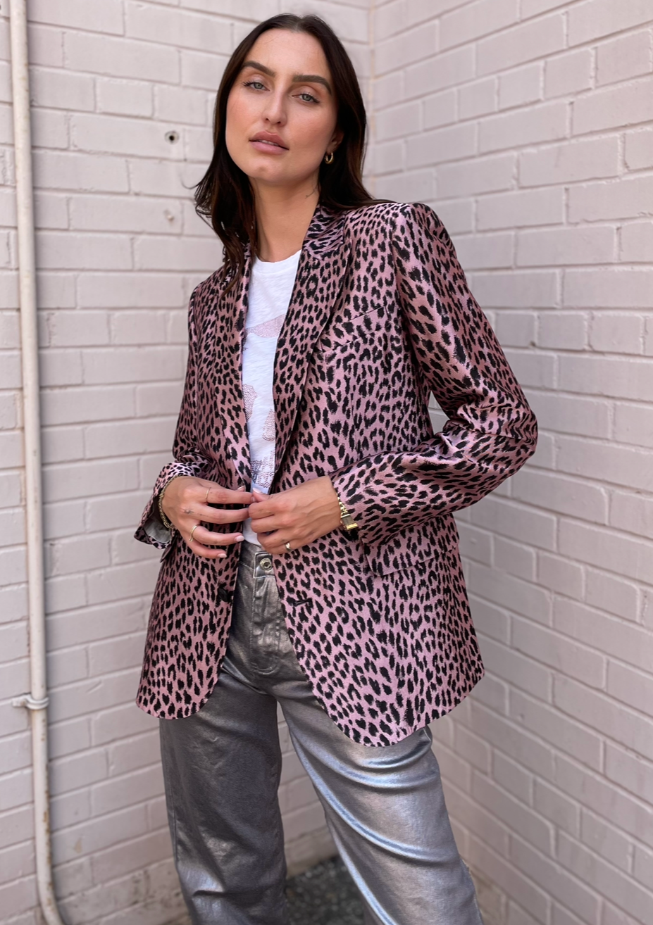 Zadig & Voltaire Vegy Leopard Jacquard Blazer - Rose