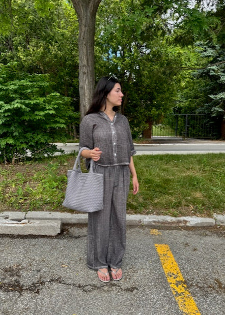 The Pink Door Charcoal Grey Wash Cotton Gauze Shirt