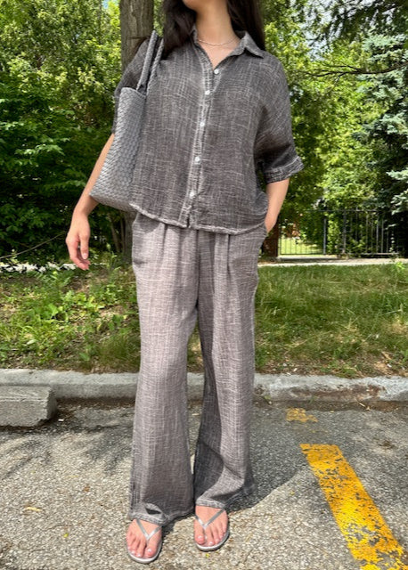 The Pink Door Charcoal Grey Wash Cotton Gauze Pants