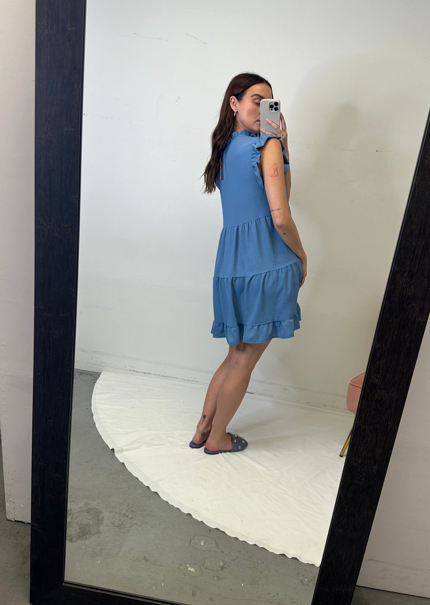 The Pink Door Tiered Dress - Blue