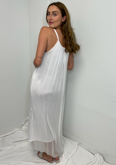 The Pink Door Silk Dress - White