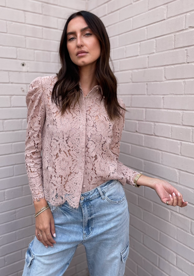 Generation Love Valencia Lace Blouse - Latte