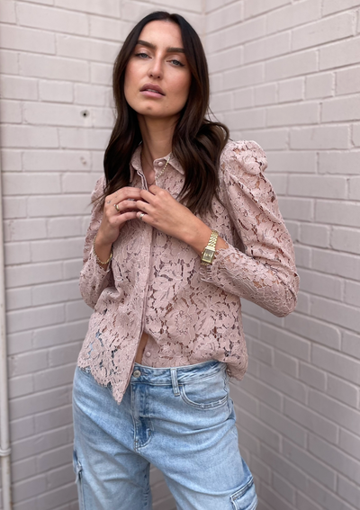 Generation Love Valencia Lace Blouse - Latte