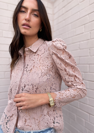 Generation Love Valencia Lace Blouse - Latte