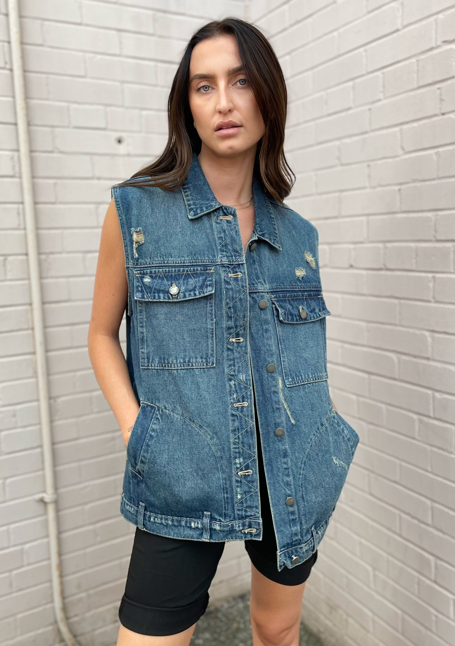 The Pink Door Oversized Denim Vest