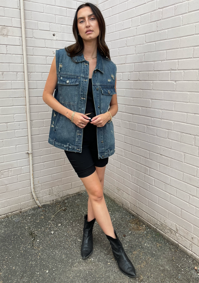 The Pink Door Oversized Denim Vest