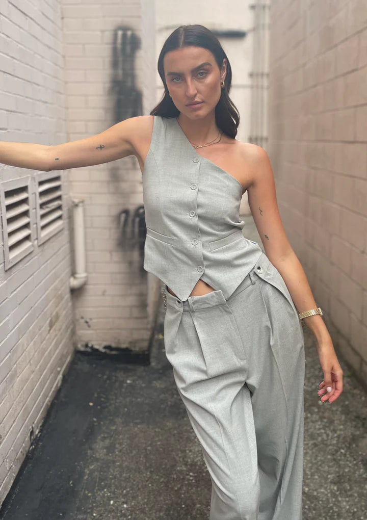 The Pink Door Double Button Dress Trousers - Grey