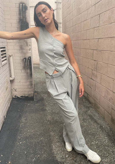 The Pink Door Double Button Dress Trousers - Grey