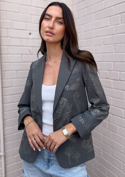 Zadig & Voltaire Venus Paisley Print Blazer - Gris Chine