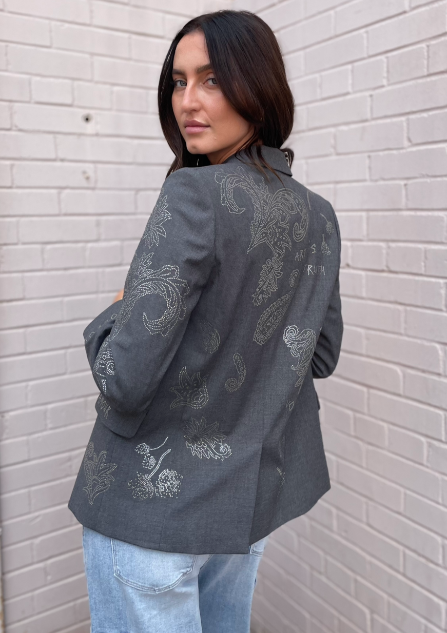Zadig & Voltaire Venus Paisley Print Blazer - Gris Chine
