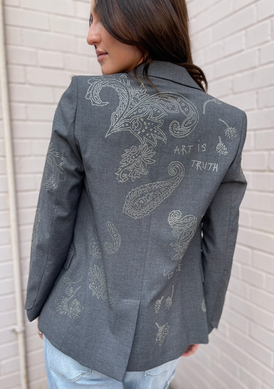 Zadig & Voltaire Venus Paisley Print Blazer - Gris Chine