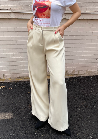 The Pink Door Pleated Dress Pants - Beige