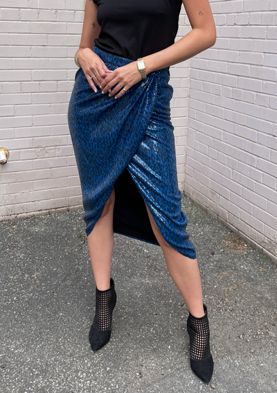 Zadig & Voltaire Jamelia Sequins Leo Pencil Skirt - Azur Blue
