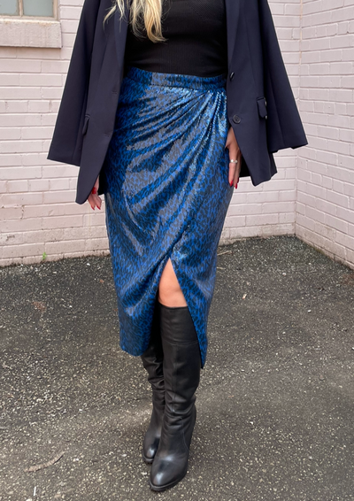 Zadig & Voltaire Jamelia Sequins Leo Pencil Skirt - Azur Blue