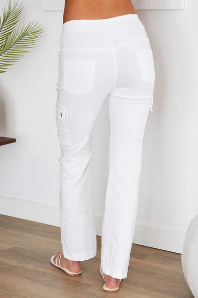 The Pink Door Straight Leg Cargo Joggers - White