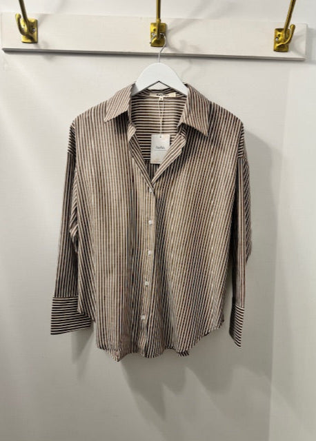 The Pink Door Pinstripe Shirt Brown