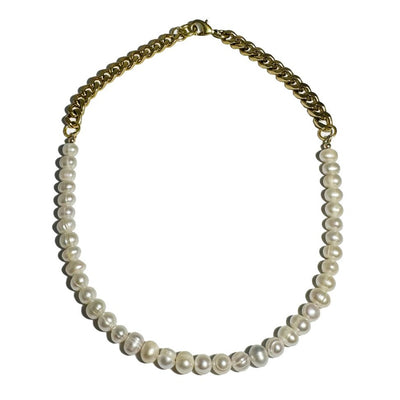 Rachel Nathan Pearl Curb Chain Necklace