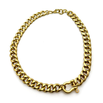 Rachel Nathan Shackle Clasp Classic Curb Chain Necklace
